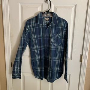Blue long sleeve plaid shirt